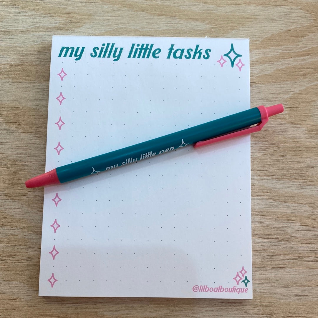 My Silly Little Tasks Notepad + Silly Little Pen Set
