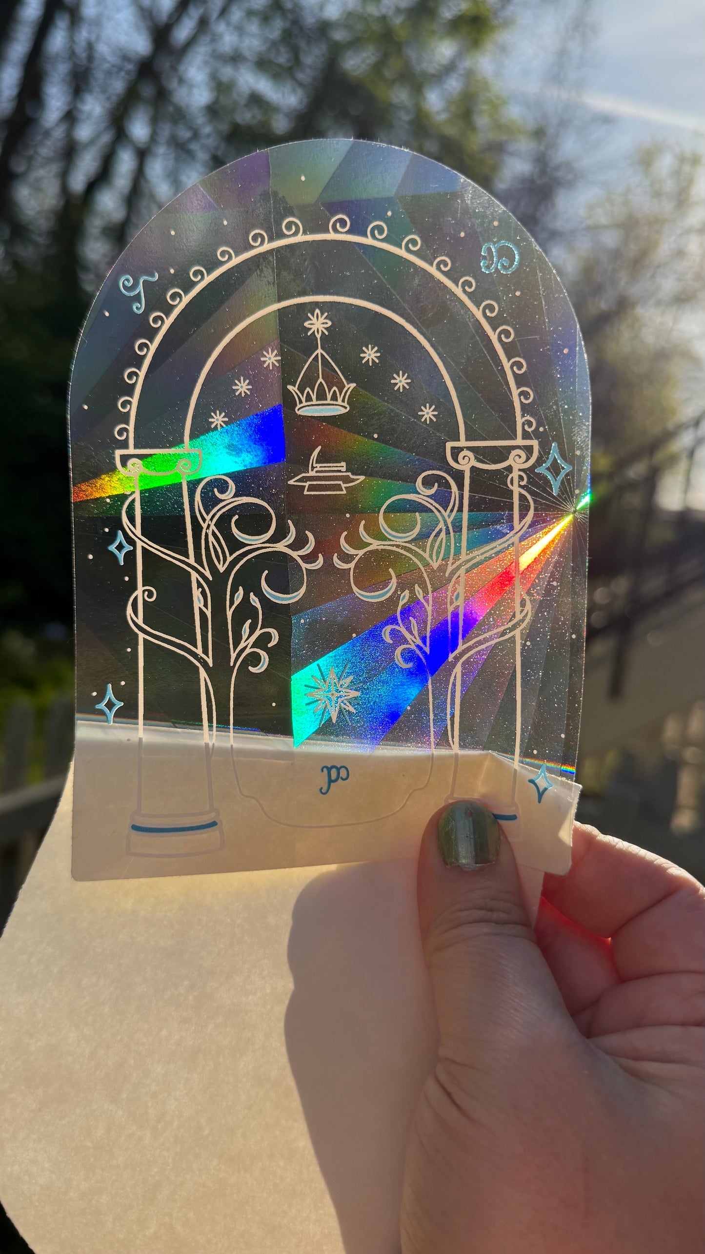 Speak Friend and Enter Rainbow Maker Doors of Durin LOTR Suncatcher