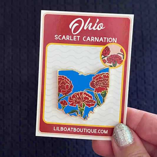 Ohio Scarlet Carnation Enamel Pin - State Flower Series Lapel Pin