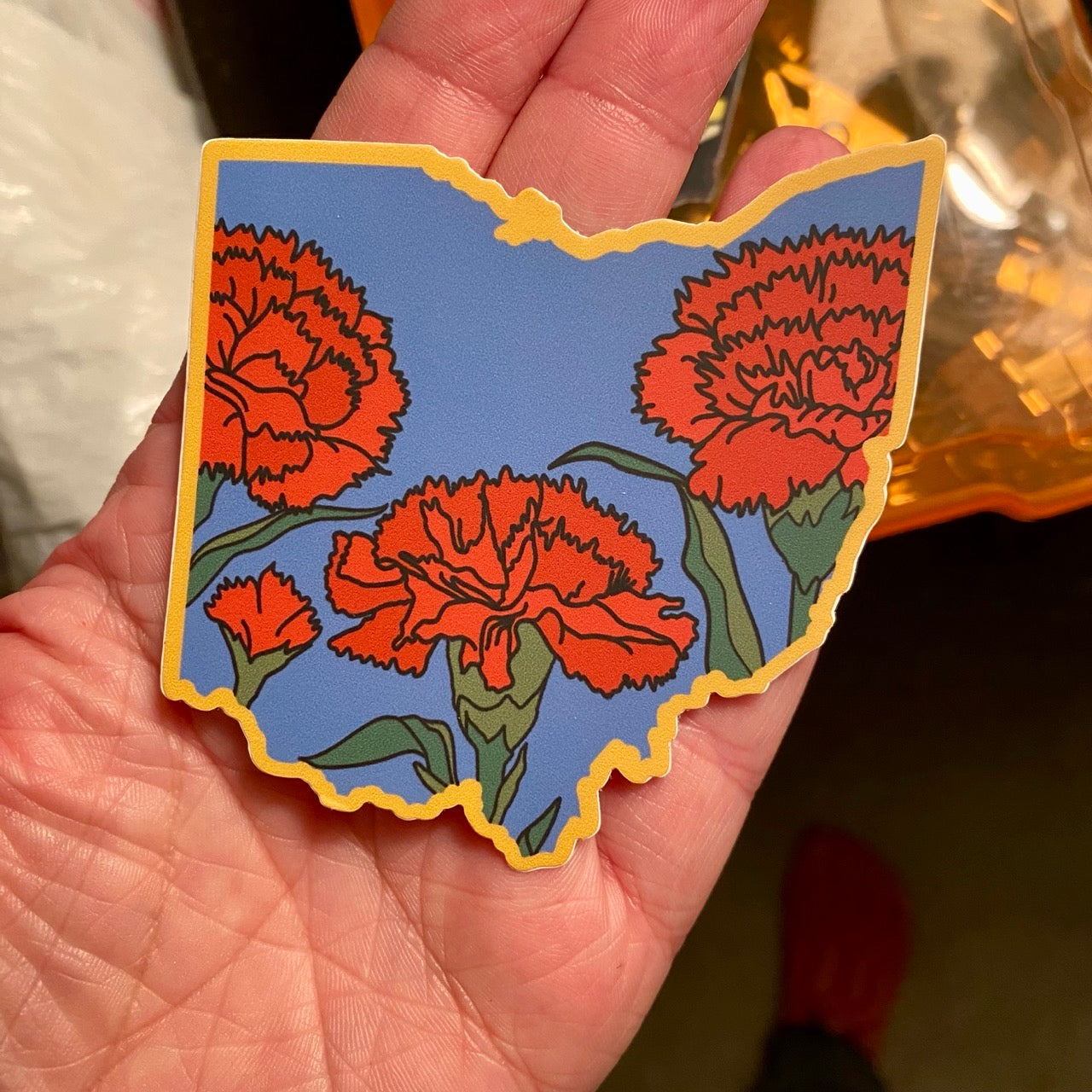Ohio Scarlet Carnation Vinyl Sticker State Flower Stickers