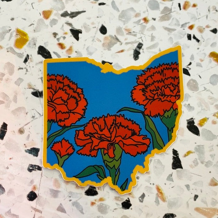 Ohio Scarlet Carnation Vinyl Sticker State Flower Stickers