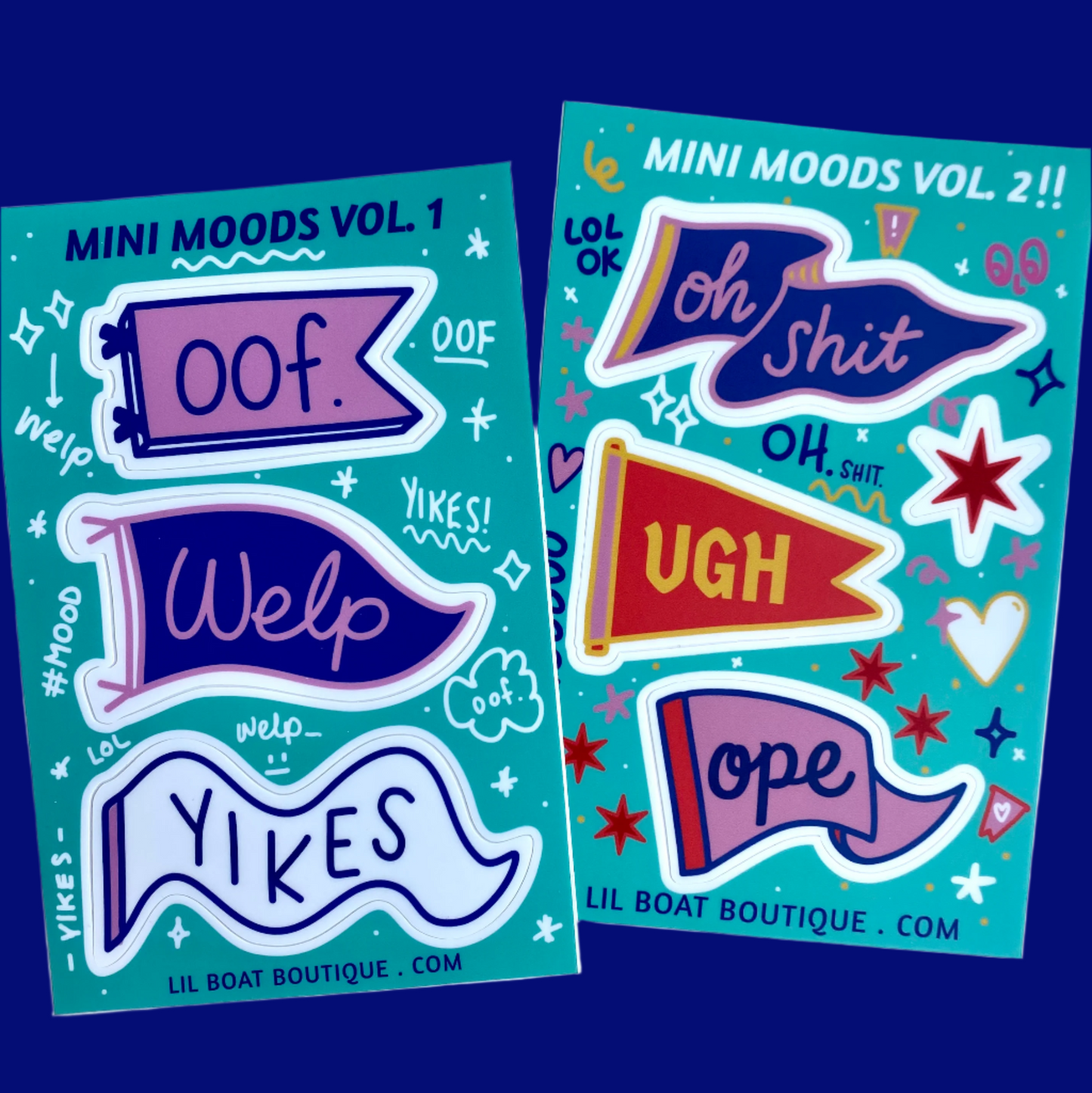 Mini Moods Vinyl Sticker Sheet 4x6" - Oh Shit, Ugh, Ope