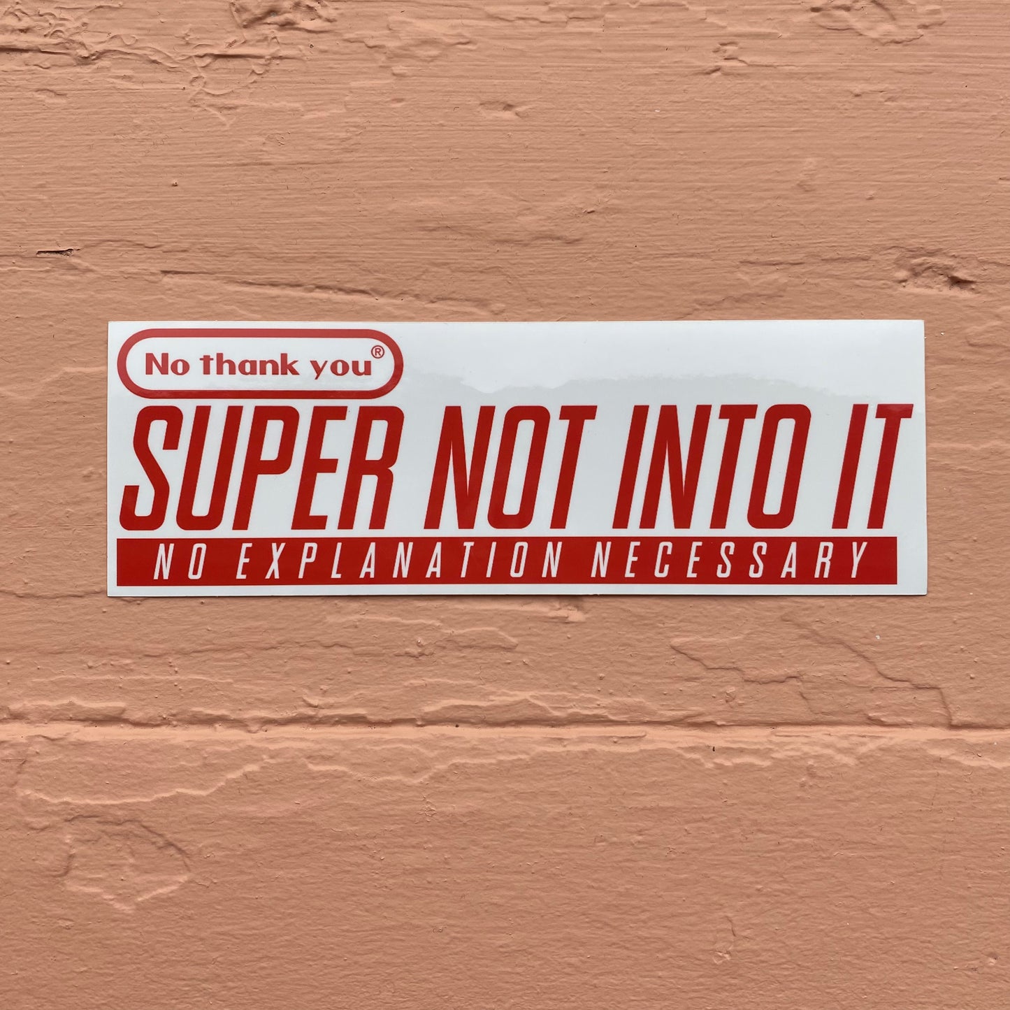 Super Not Into It - Vinyl Sticker - Super Nintendo Spoof