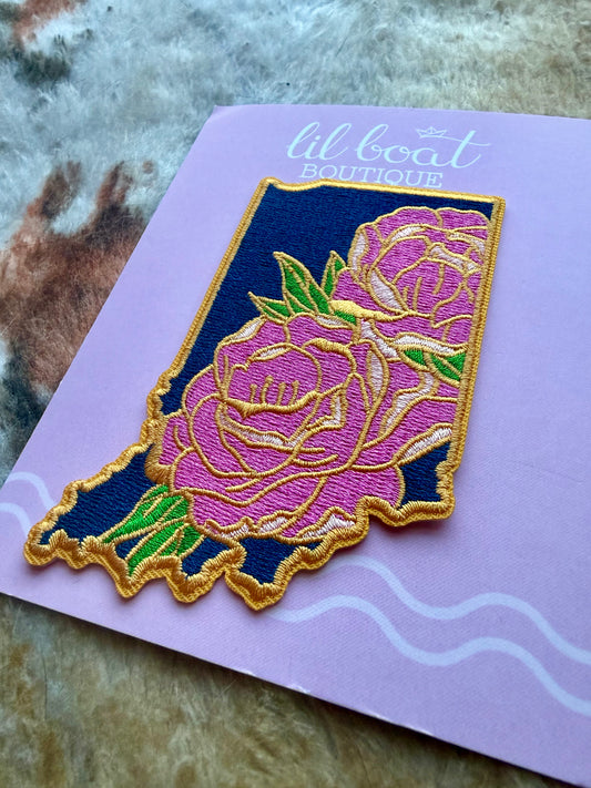 Indiana Peony v 1.5 - State Flower Embroidered Patch