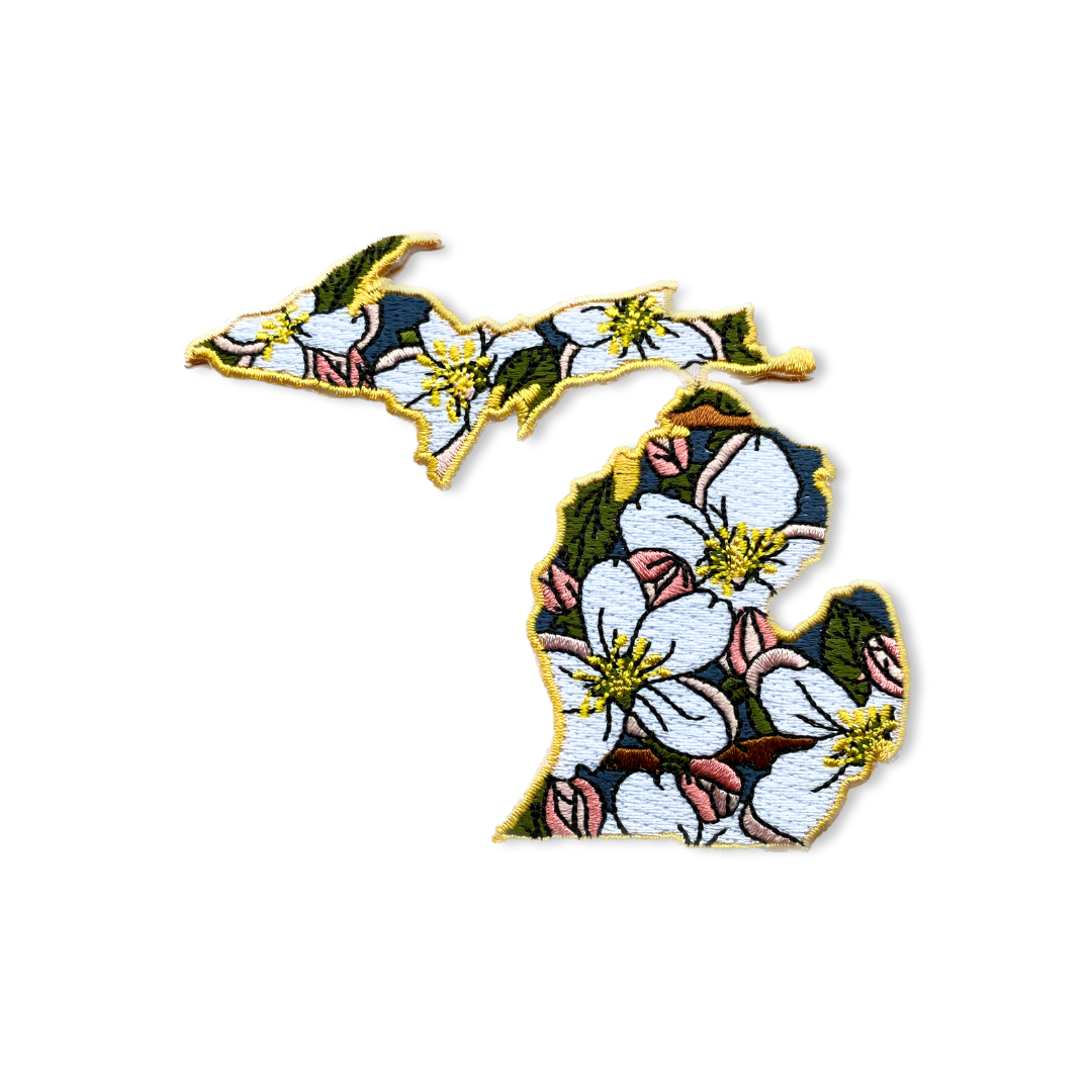 Michigan Apple Blossom- Embroidered Patch - State Flower Series - MI
