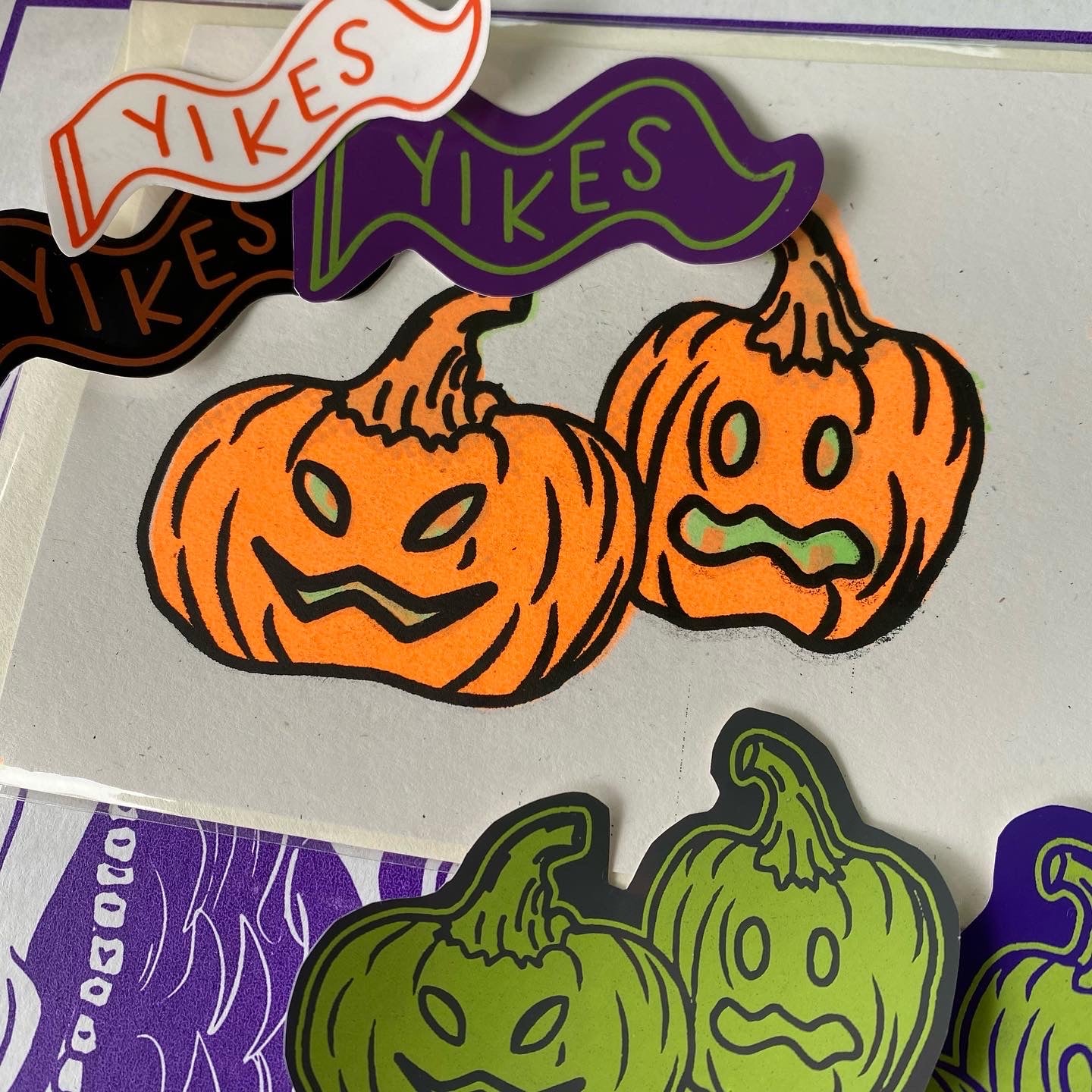 Jack-o-Lantern Buds - Three-Color Screen Print - A2 - PATREON REWARD EXTRA