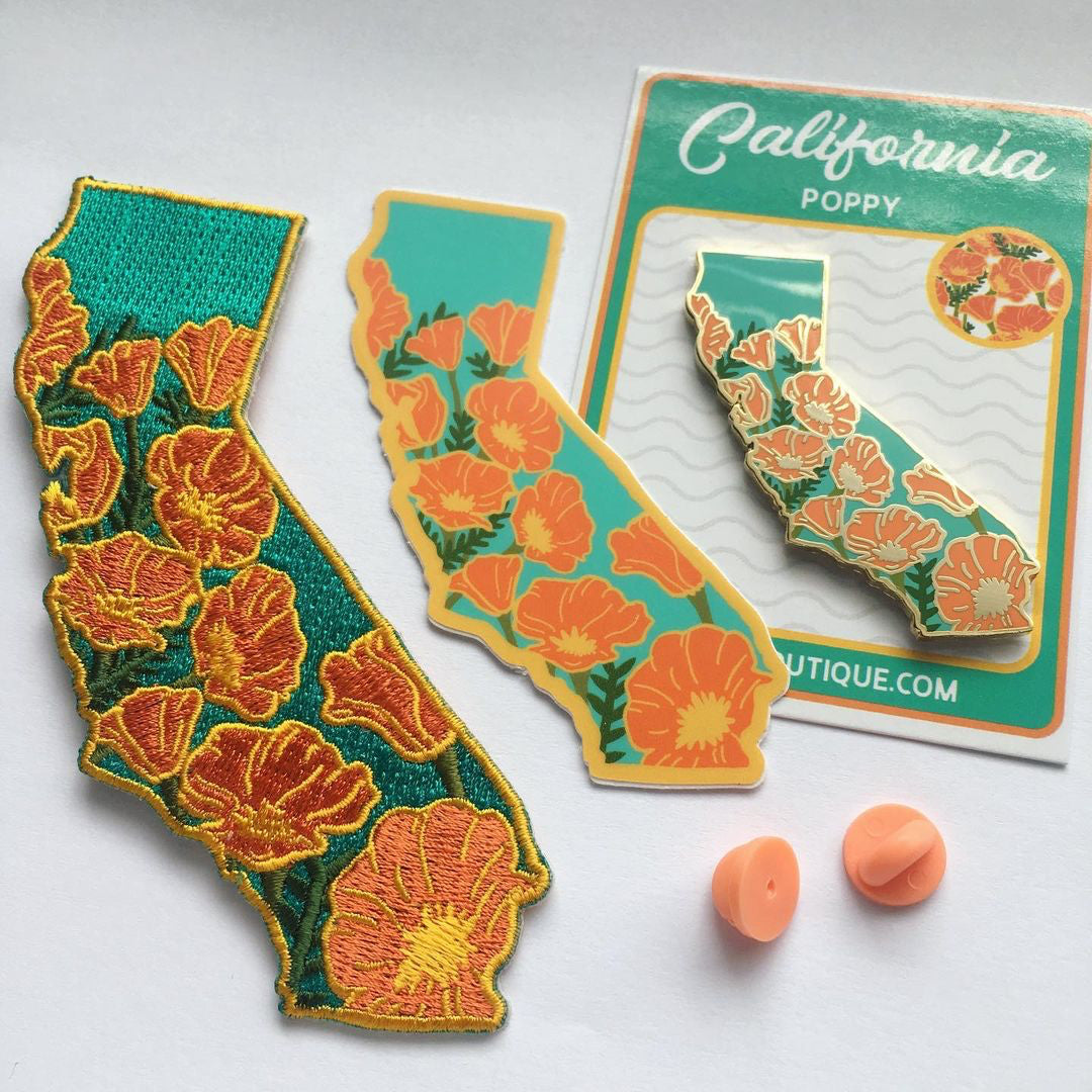 California Poppy Hard Enamel Pin - State Flower Series