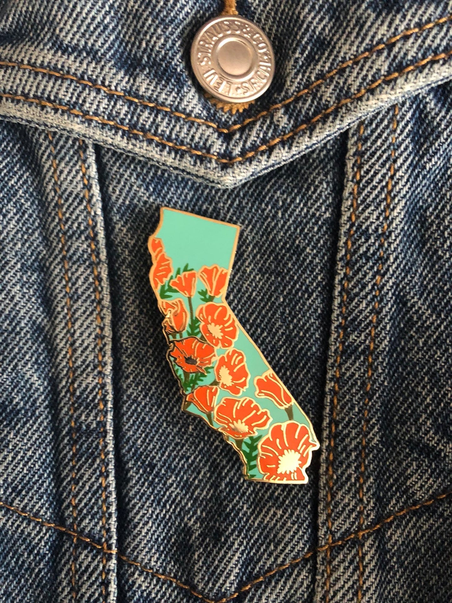 California Poppy Hard Enamel Pin - State Flower Series