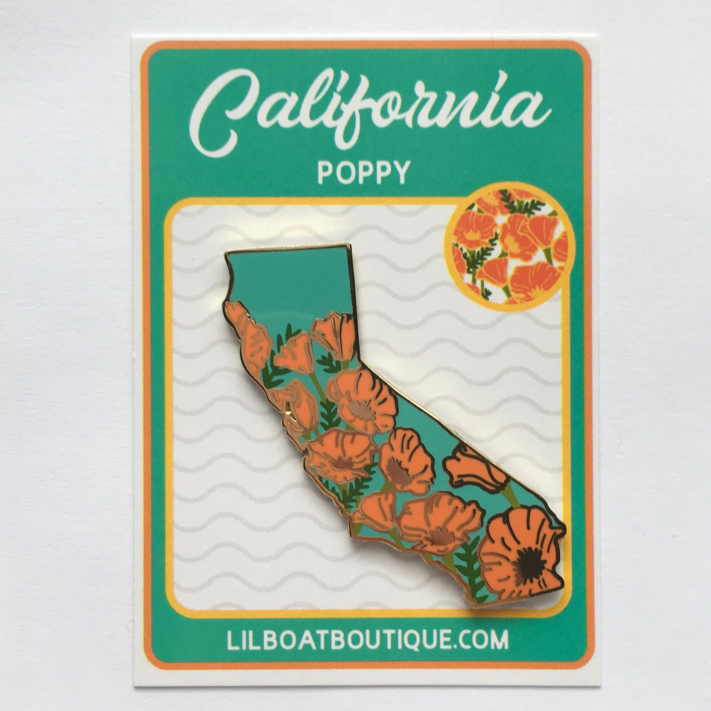 California Poppy Hard Enamel Pin - State Flower Series