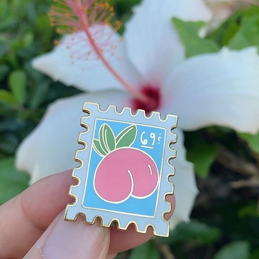 Seconds Sale - Peach Stamp - Enamel Pin