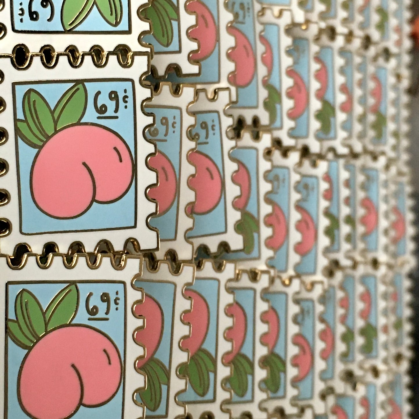 Peach 69c Postage Stamp Enamel Pin - Save the USPS