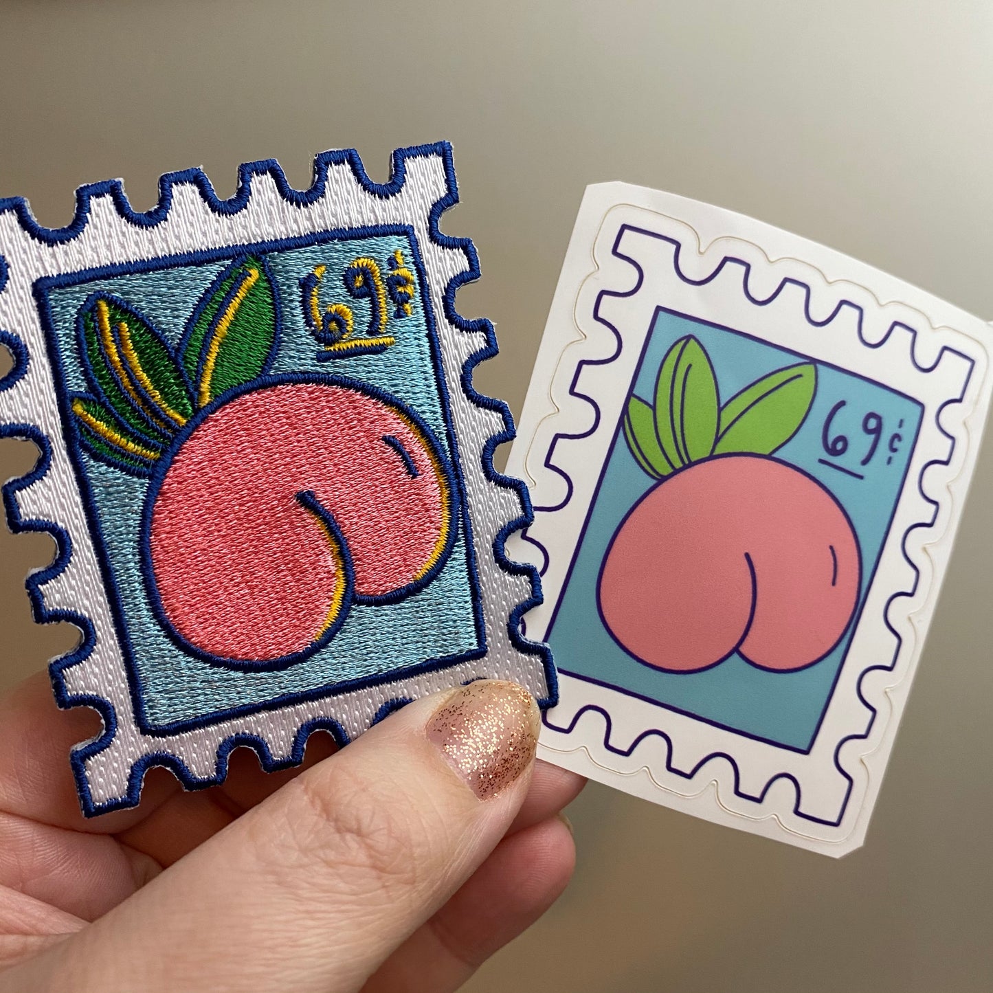 Peach Stamp - Embroidered Patch - Save The USPS - 69c