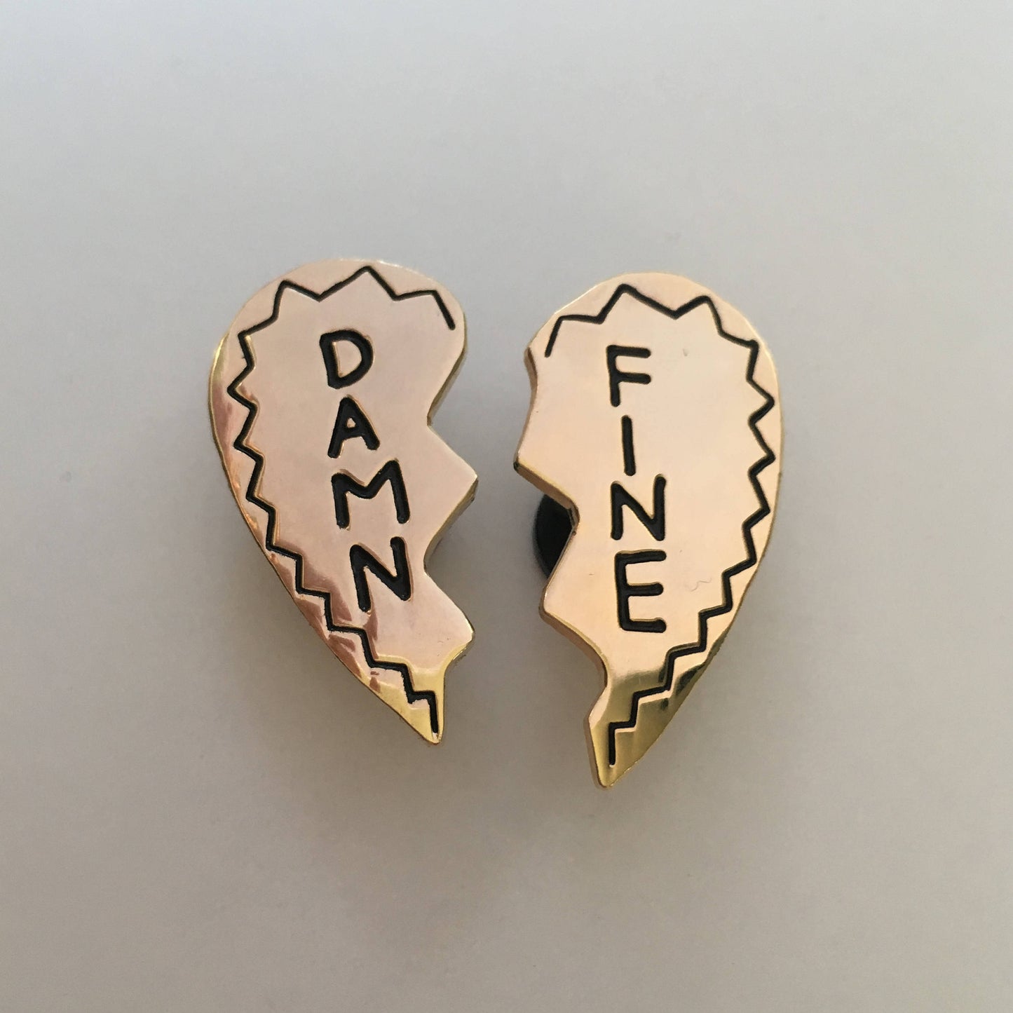 Damn Fine Heart Pin Set - Gold and Black