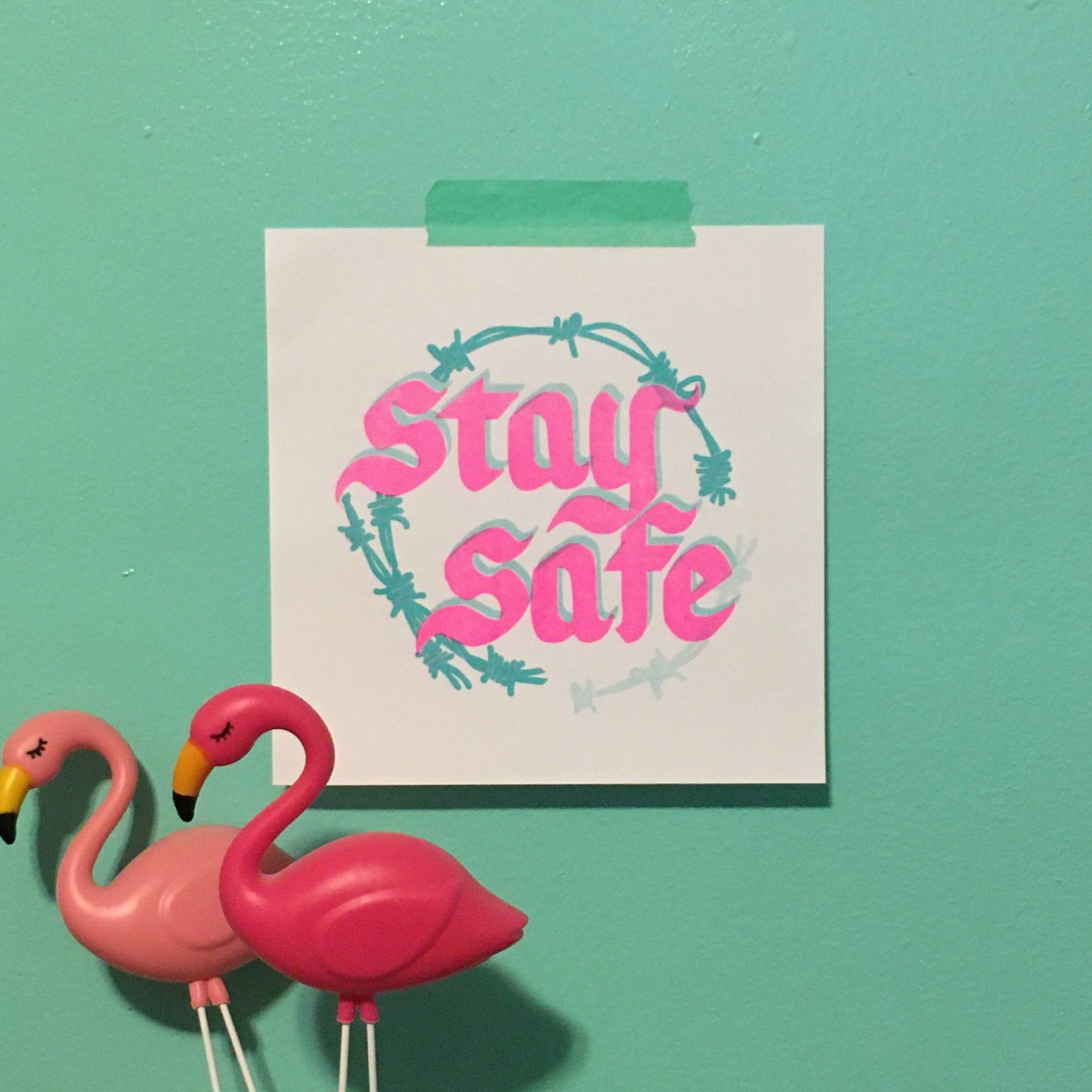 Stay Safe Risograph Print v2 - Limited Color Pressing