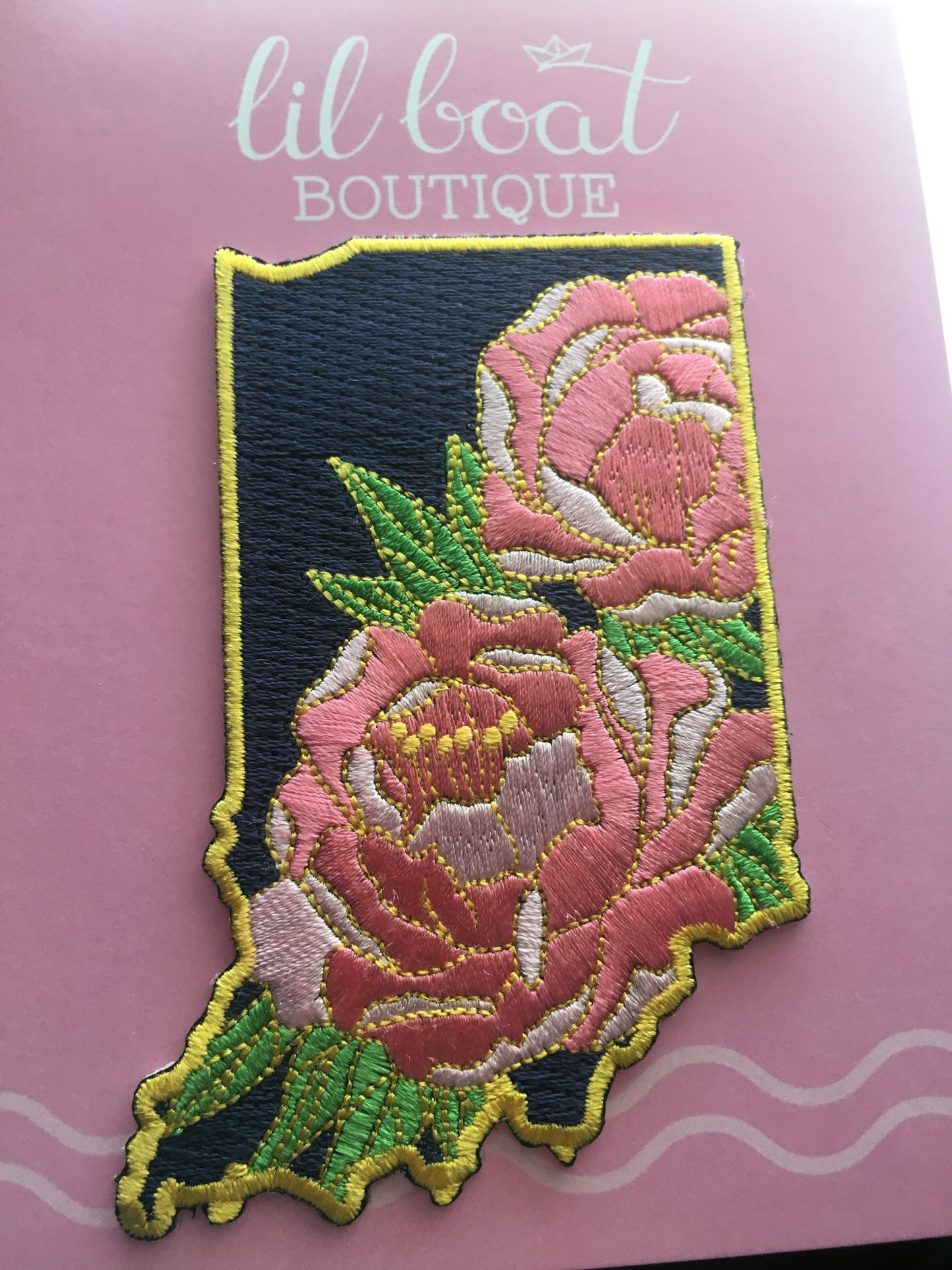 Indiana Peony - State Flower Embroidered Patch