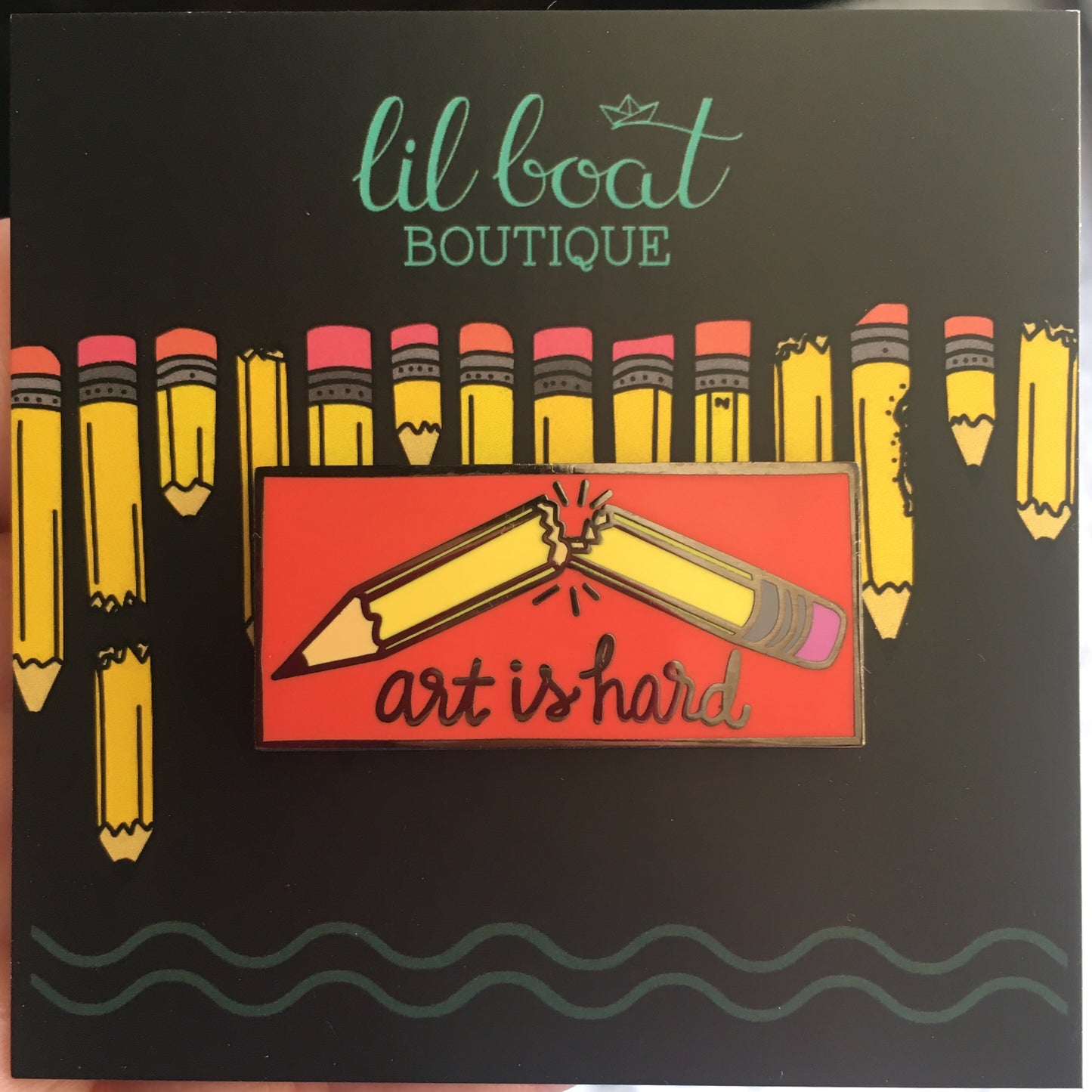Art Is Hard - Black Nickel Hard Enamel Pin - Red Apple Variant