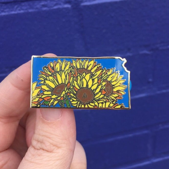 Kansas Sunflower Enamel Pin - State Flower Series KS