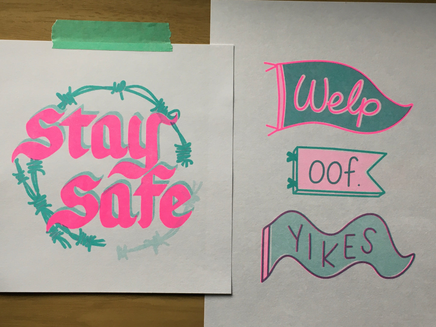 Stay Safe Risograph Print v2 - Limited Color Pressing