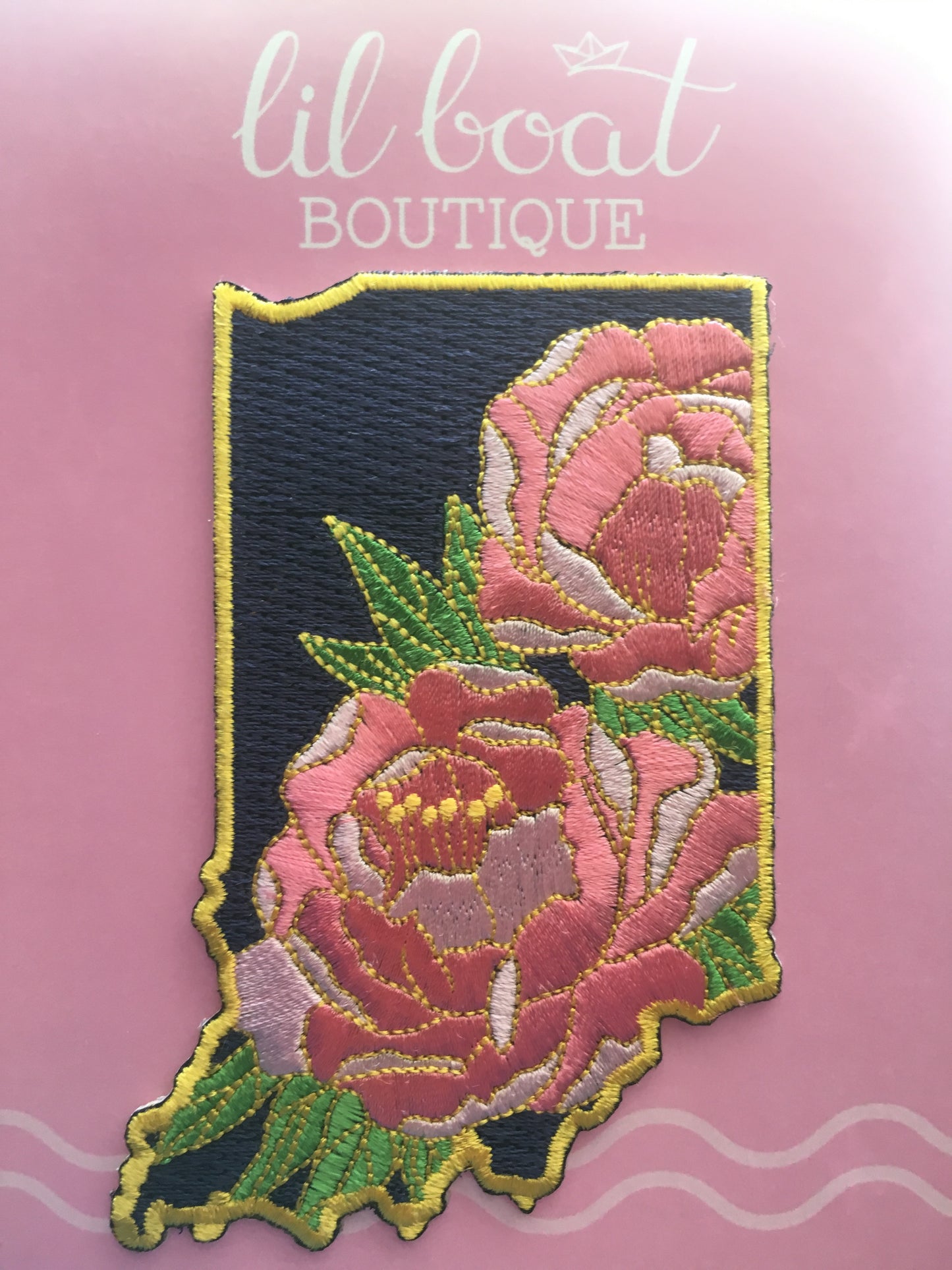 Indiana Peony - State Flower Embroidered Patch