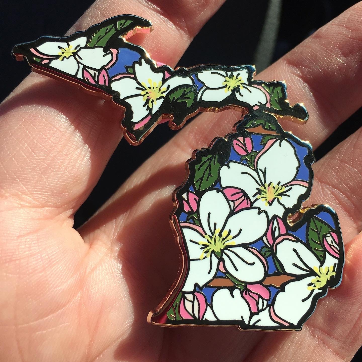 Michigan Apple Blossom Pin - State Flower Series - MI