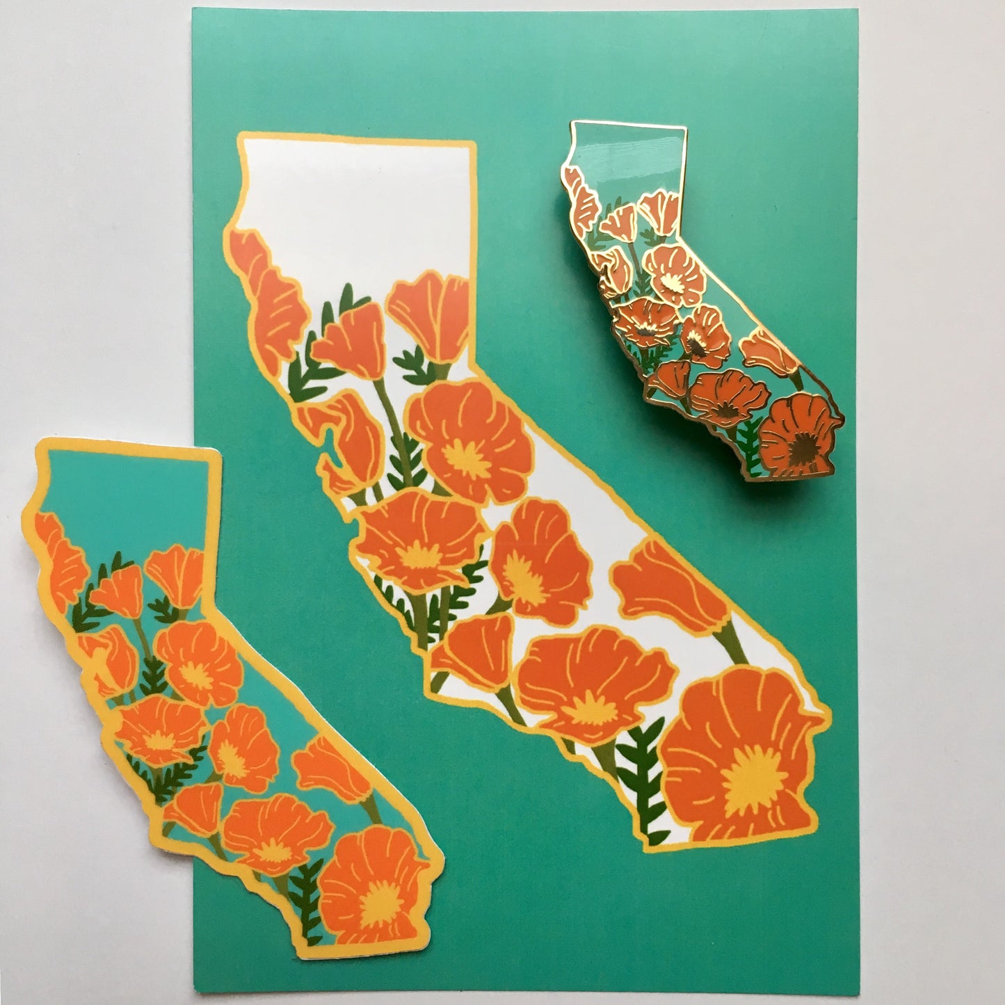 California Poppy Hard Enamel Pin - State Flower Series