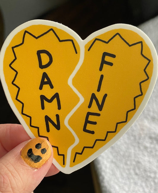 Damn Fine - Vinyl Sticker - Gold Heart Twin Peaks Laura Palmer Necklace