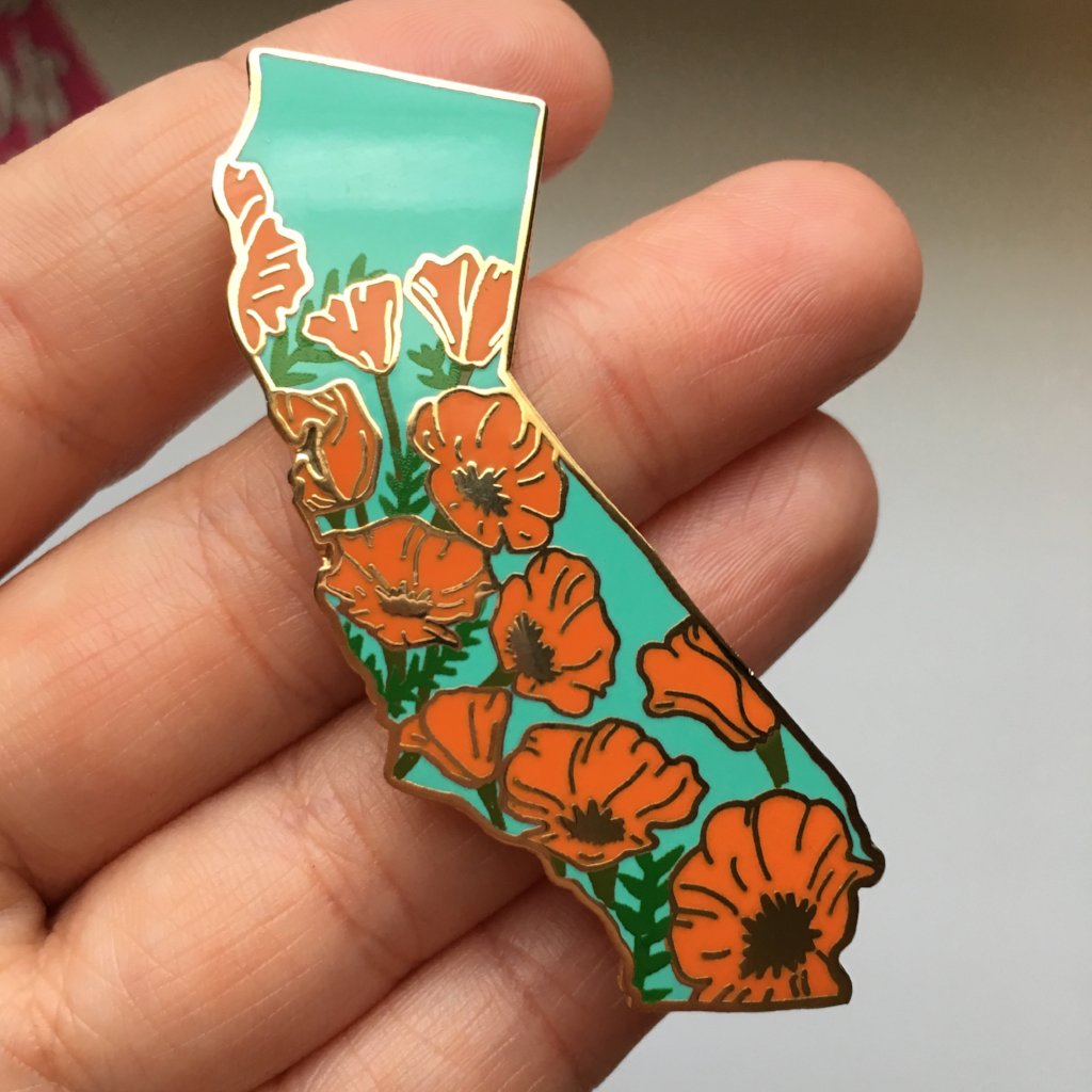 California Poppy Hard Enamel Pin - State Flower Series