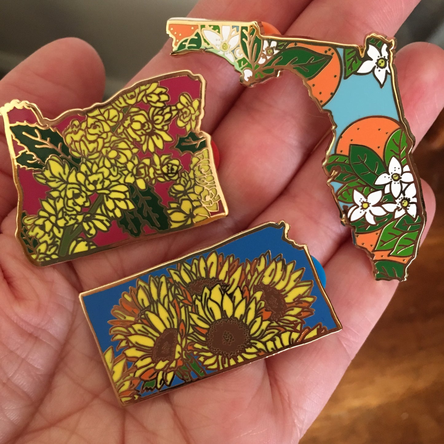 Kansas Sunflower Enamel Pin - State Flower Series KS