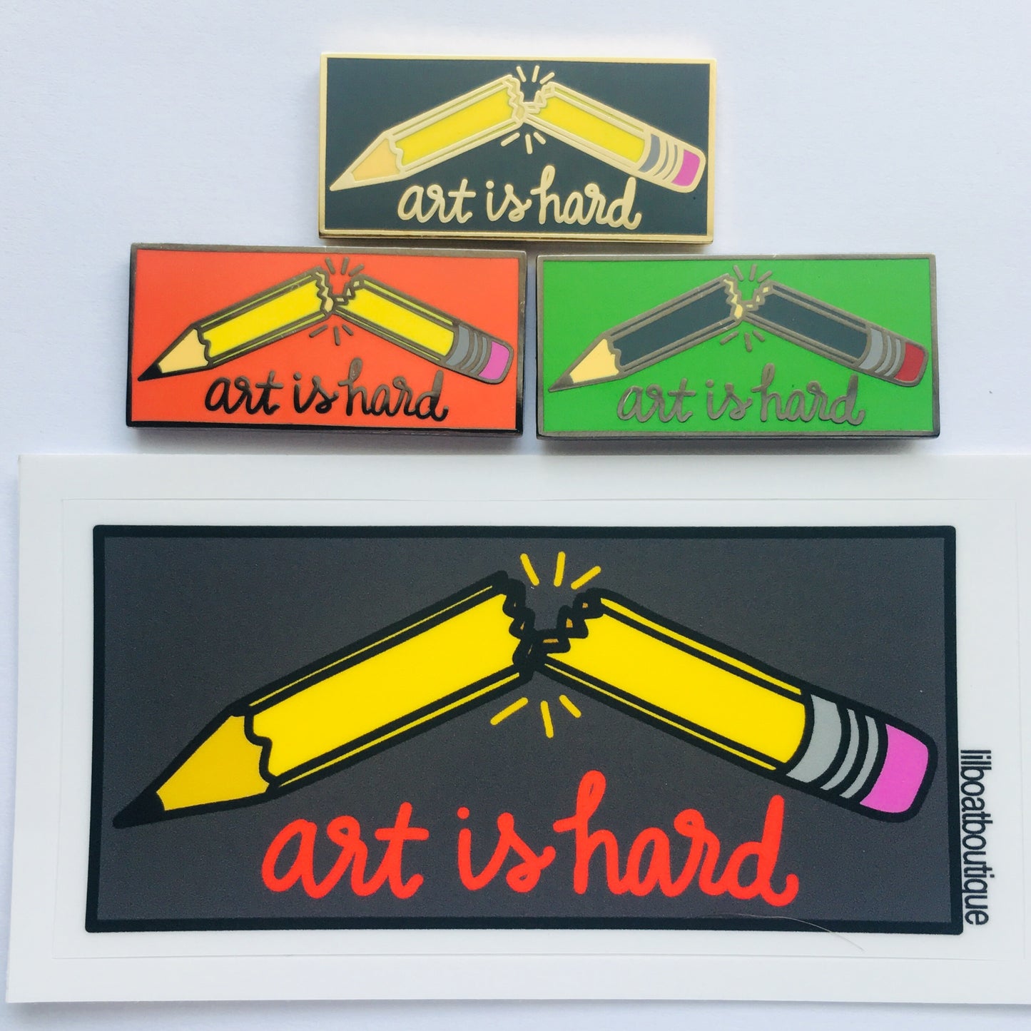 Art Is Hard - Grey and Gold Hard Enamel Pin - Creator's Club Variant