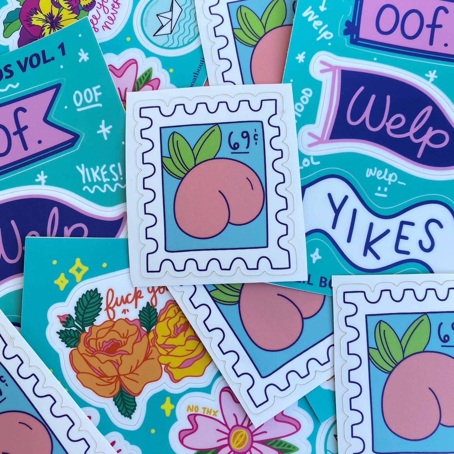 Peach 69c Stamp Vinyl Sticker