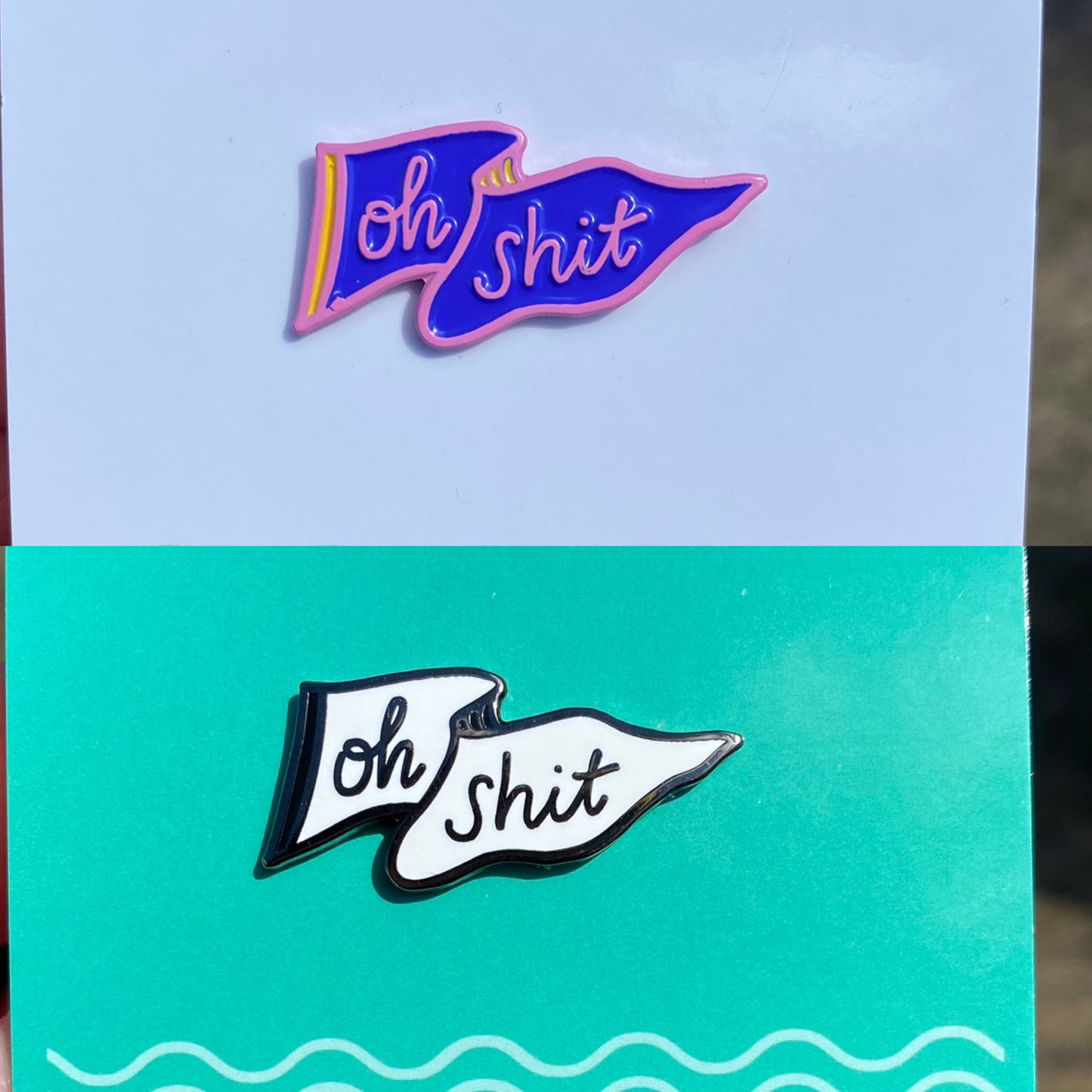 Oh Shit Enamel Pin - Two Variants - Mini Moods Vol. 2 Hard Enamel Soft Enamel