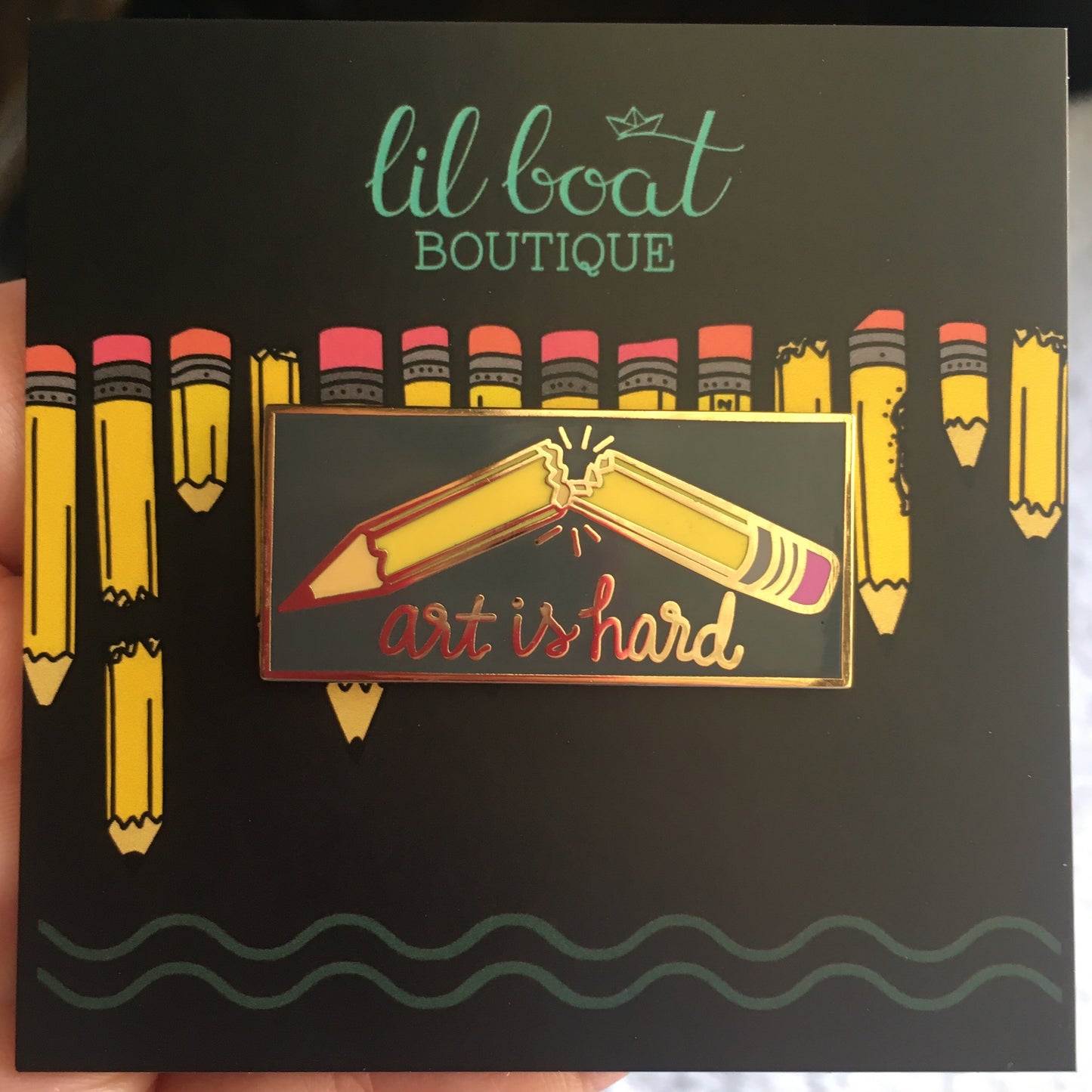 Art Is Hard - Grey and Gold Hard Enamel Pin - Creator's Club Variant