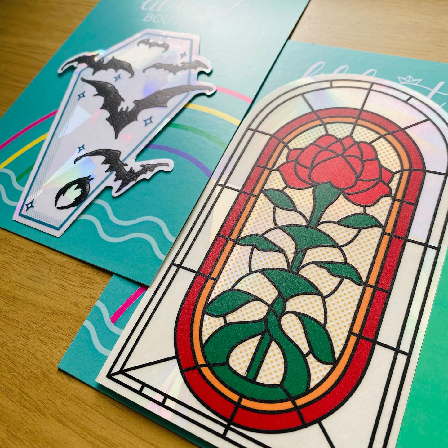 Stained Glass Rose Rainbow Maker - Window Decal Sun Catcher