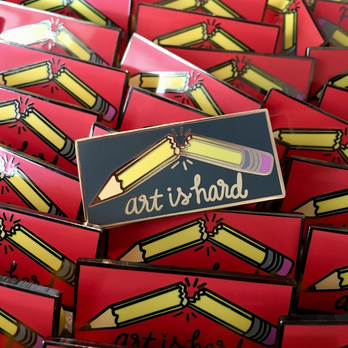 Art Is Hard - Grey and Gold Hard Enamel Pin - Creator's Club Variant