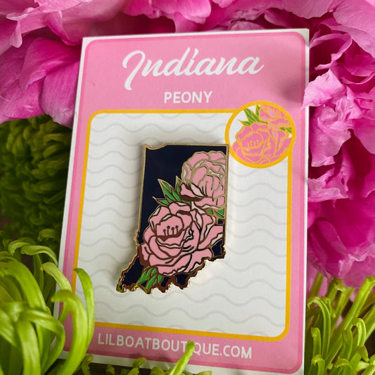 Indiana Peony - State Flower - Hard Enamel Pin