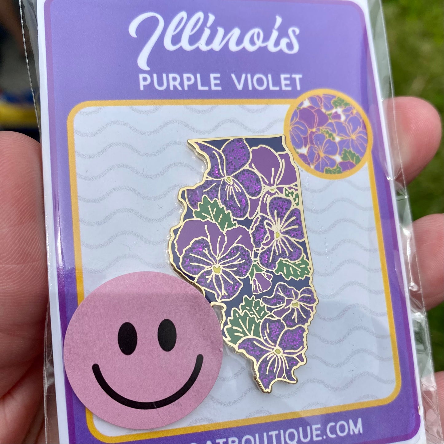 Illinois Violet - GLITTER Limited Edition - State Flower Hard Enamel Pin