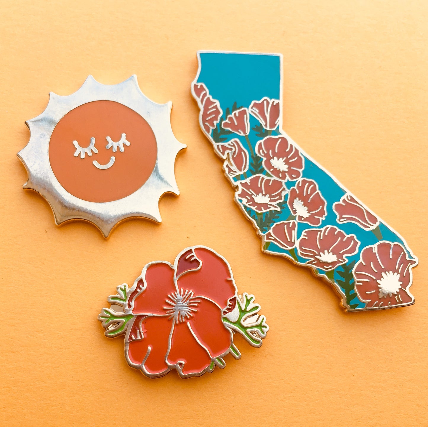 California Poppy Hard Enamel Pin - State Flower Series