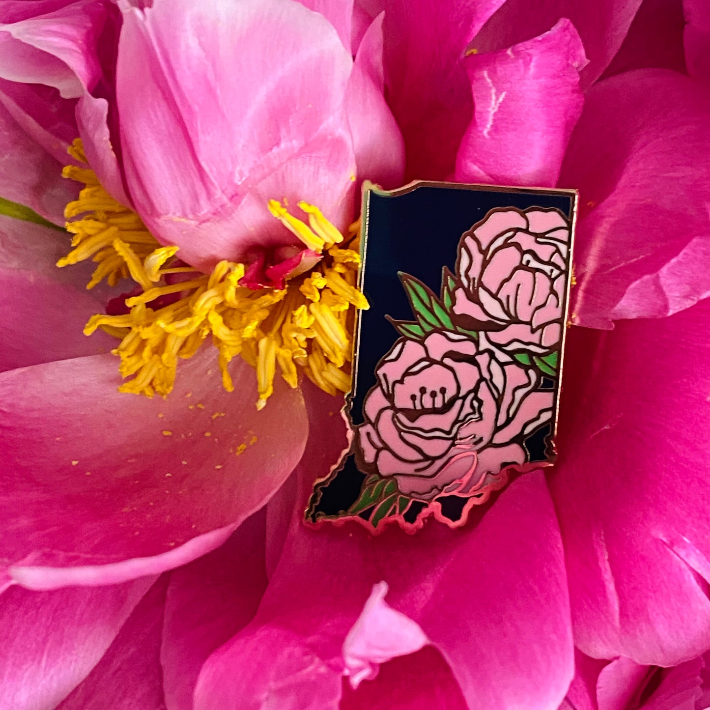 Indiana Peony - State Flower - Hard Enamel Pin