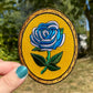 Antique Flower in Frame - One Day - Embroidered Patch - Blue Rose