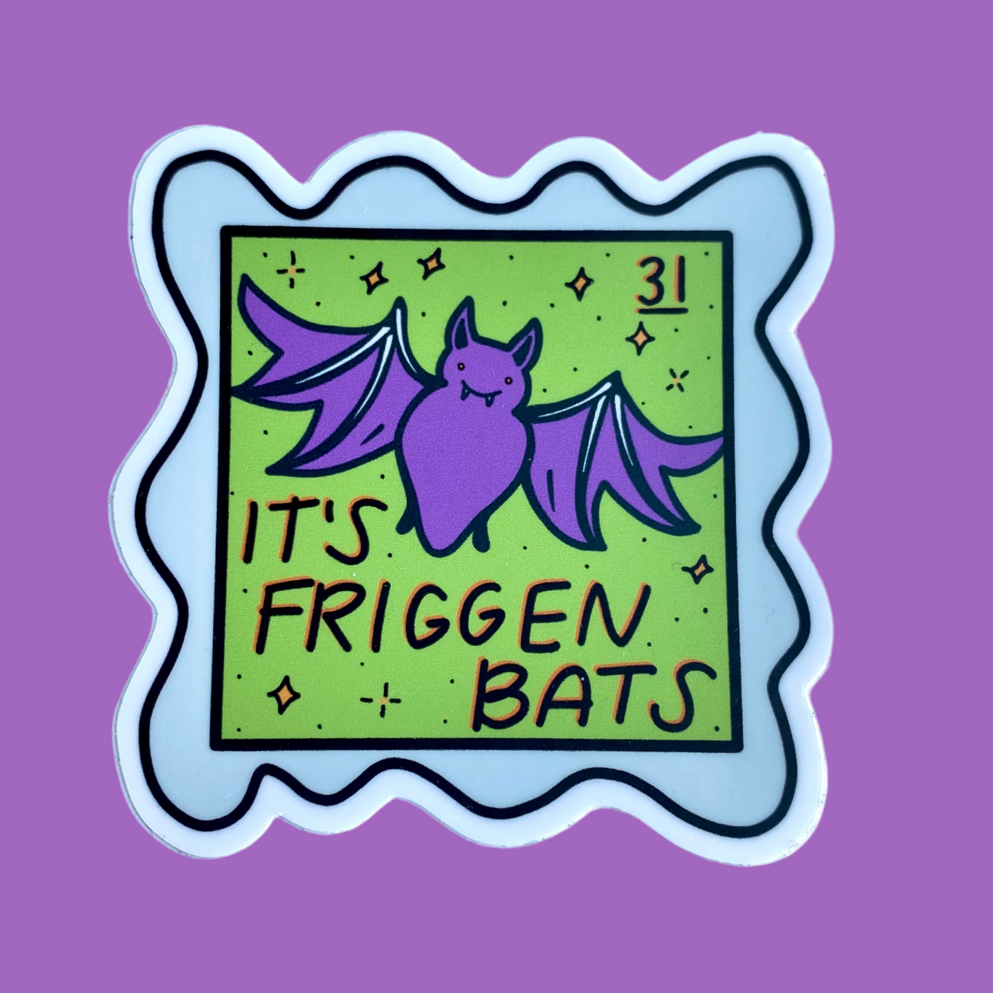 It's Friggen Bats Halloween Stamp Sticker 31c