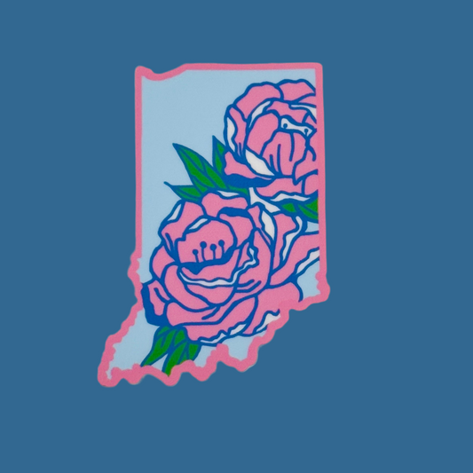 Indiana State Peony 🩵🩷 - 3" Vinyl Sticker