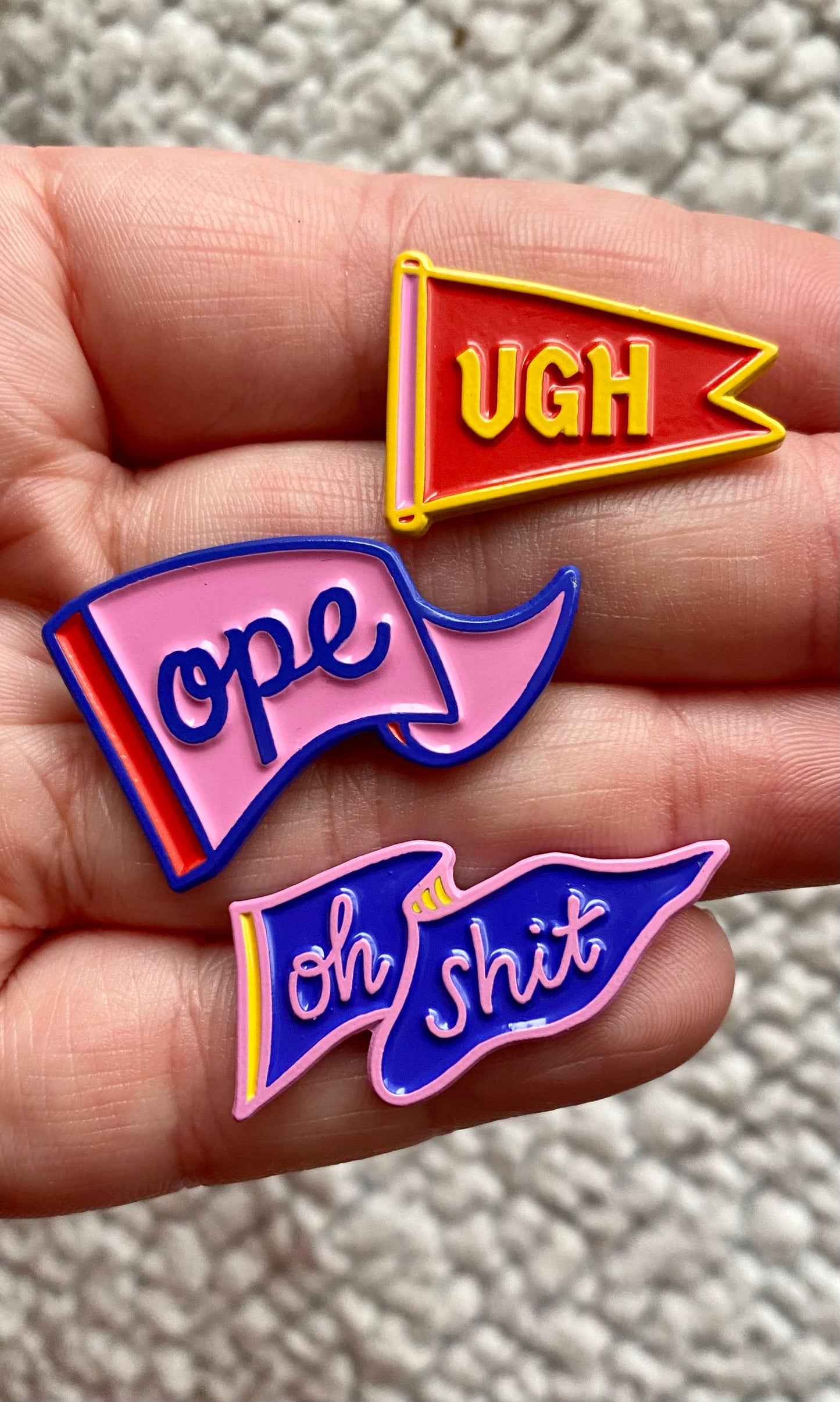 Oh Shit Enamel Pin - Two Variants - Mini Moods Vol. 2 Hard Enamel Soft Enamel