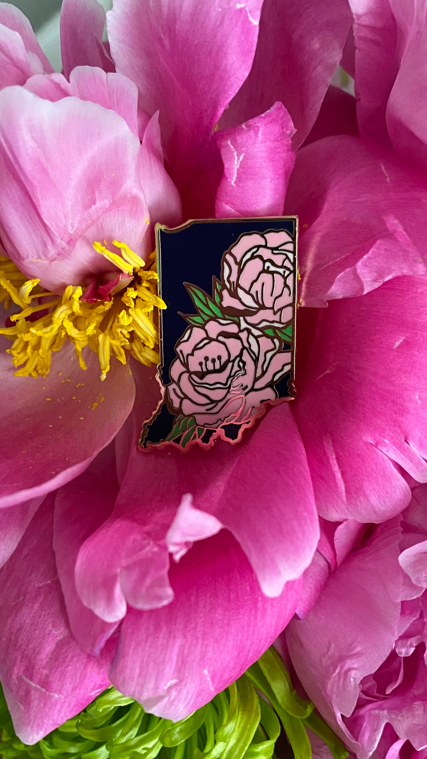 Indiana Peony - State Flower - Hard Enamel Pin