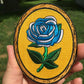 Antique Flower in Frame - One Day - Embroidered Patch - Blue Rose