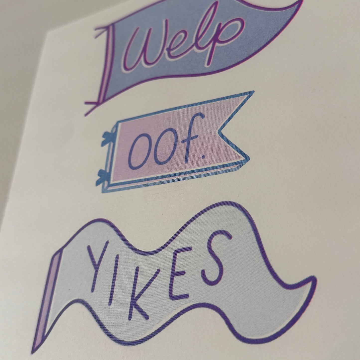 Welp Oof Yikes Risograph Print - v.2