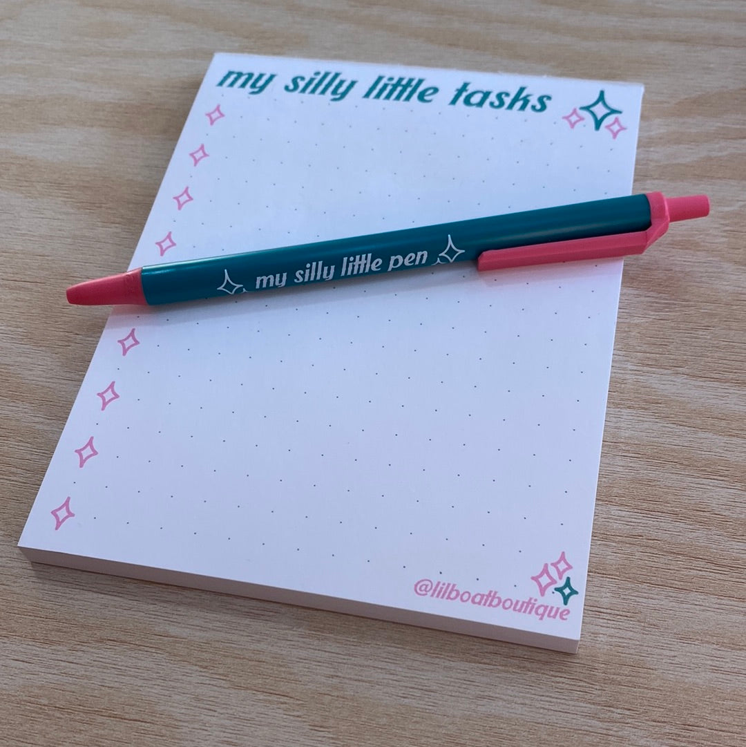 My Silly Little Tasks Notepad + Silly Little Pen Set