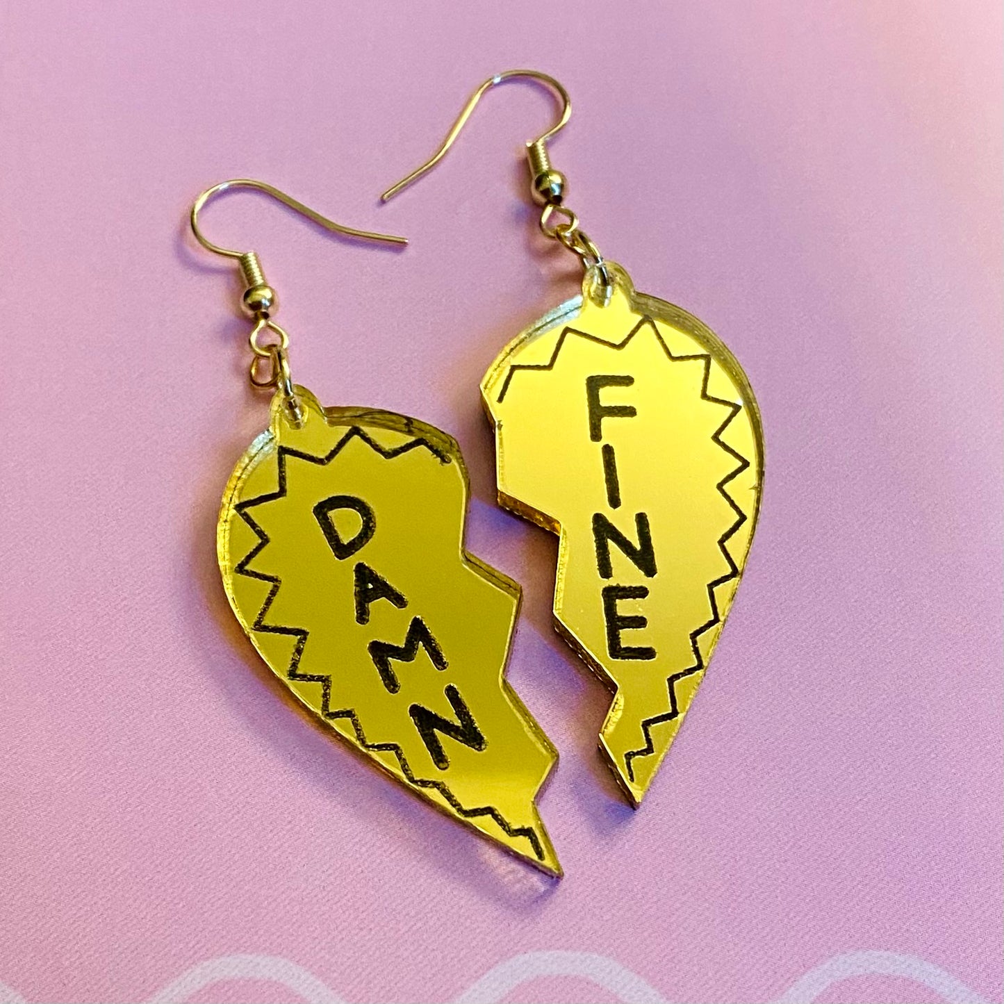 DAMN FINE - Gold - Acrylic Earrings