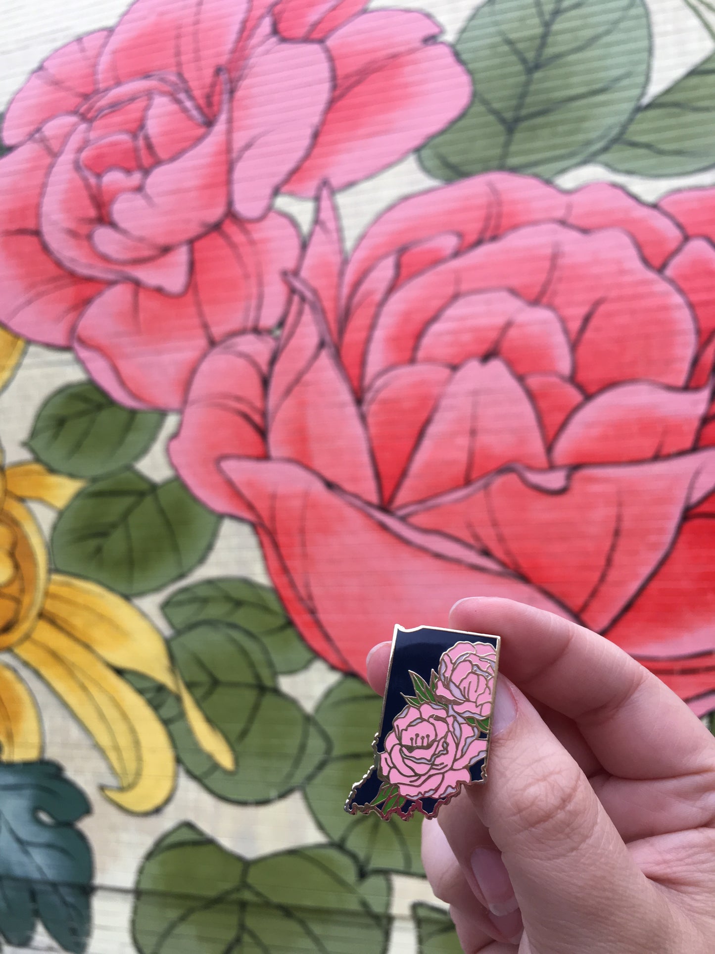 Indiana Peony - State Flower - Hard Enamel Pin