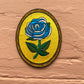 Antique Flower in Frame - One Day - Embroidered Patch - Blue Rose