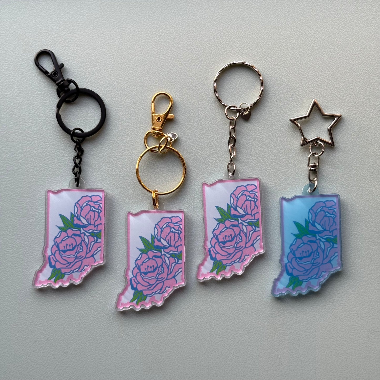 Indiana State Peony Acrylic Keychain